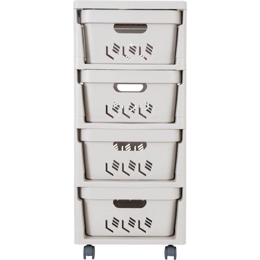 Комод на колесах Deluxe, 4 ящика, 300х385х690 мм (светло-бежевый)