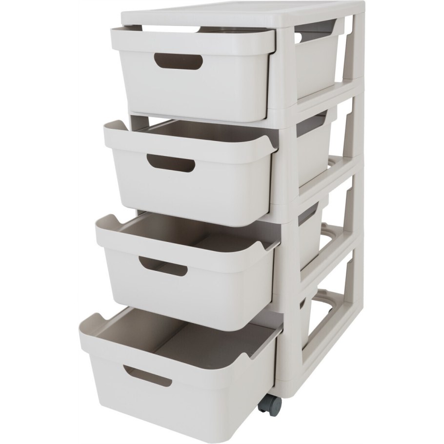 Комод на колесах Deluxe, 4 ящика, 300х385х690 мм (светло-бежевый)