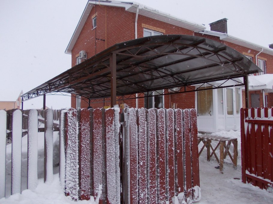 Арочный навес из металлочерепицы