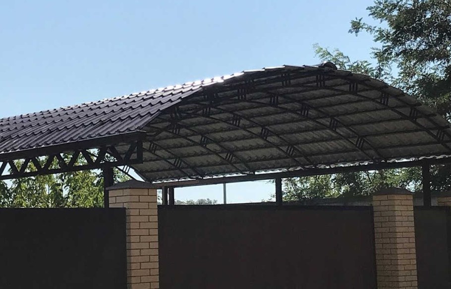 Арочный навес n28 из металлочерепицы