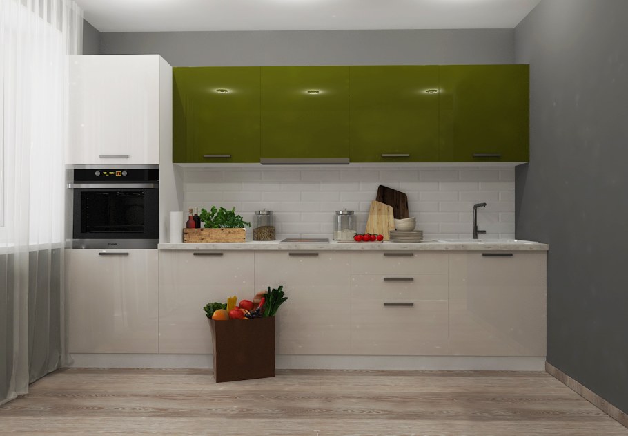 Прямые кухни 3 метра с холодильником