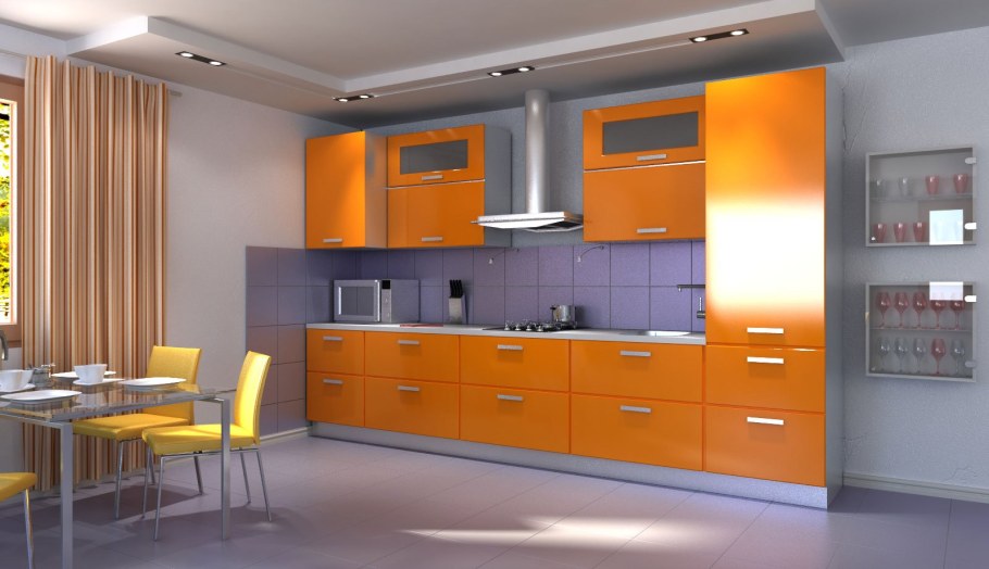 Кухонный гарнитур оранжевый
