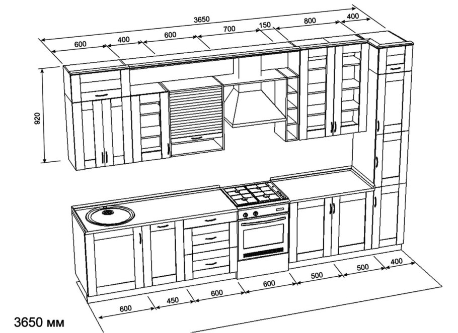 Проект прямой кухни