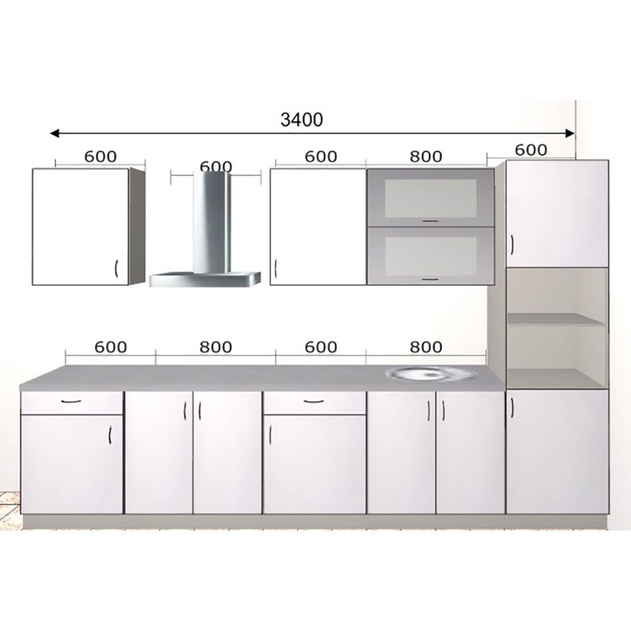 Кухня прямая Размеры