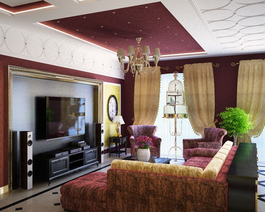 Бордово-Золотая гостиная