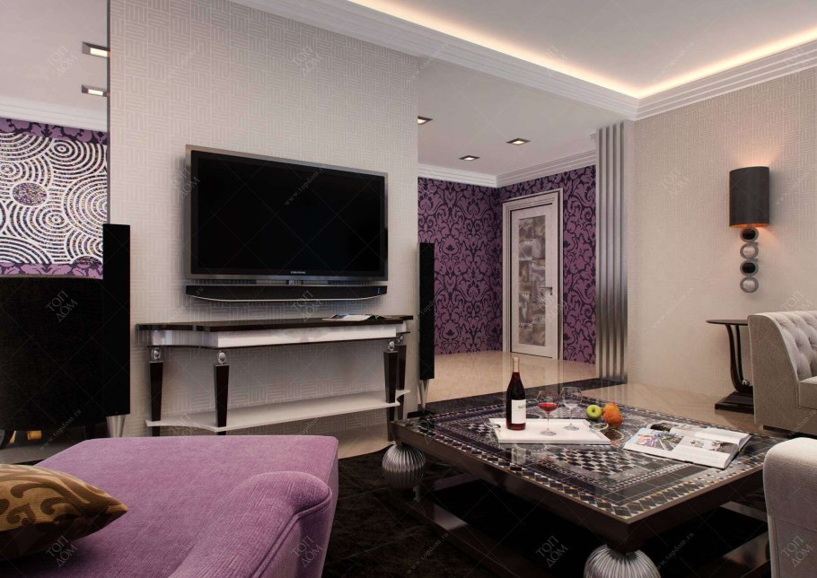 Уютная маленькая гостиная в стиле арт деко