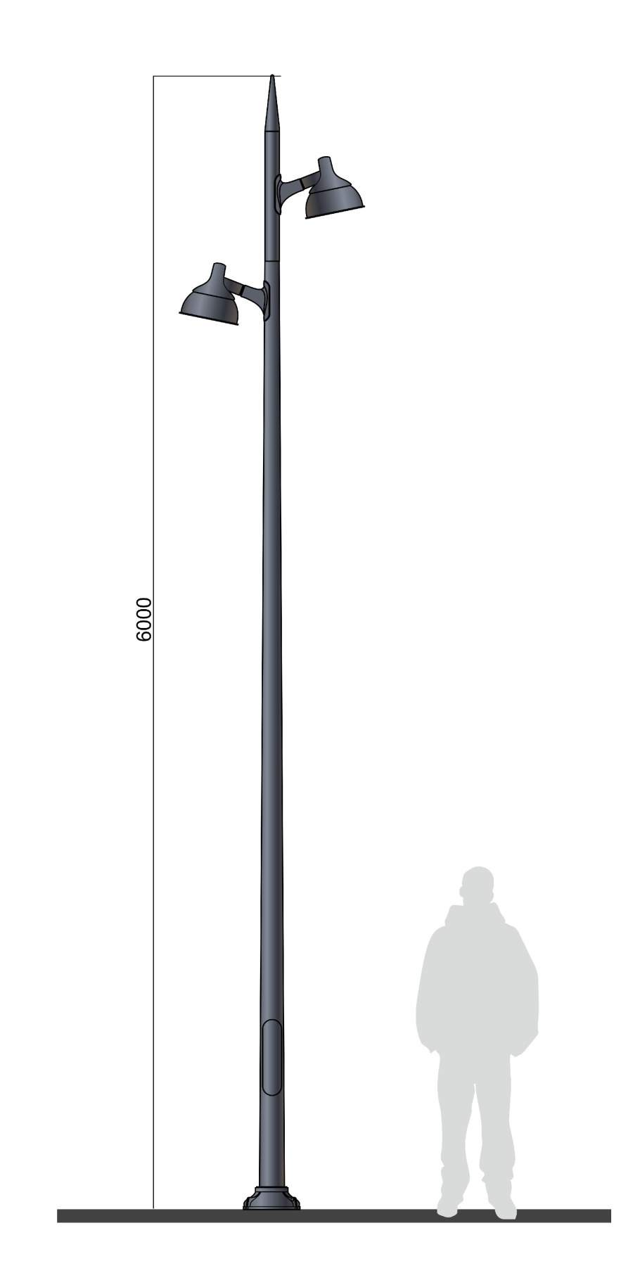 Фонарь 2.0.ок.ди16-1.v26-01/1 (h=5000мм, ЗДФ, led 40вт)