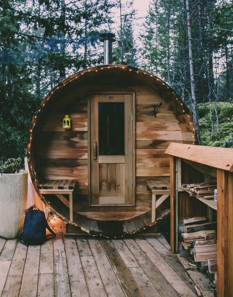 Баня бочка куполом