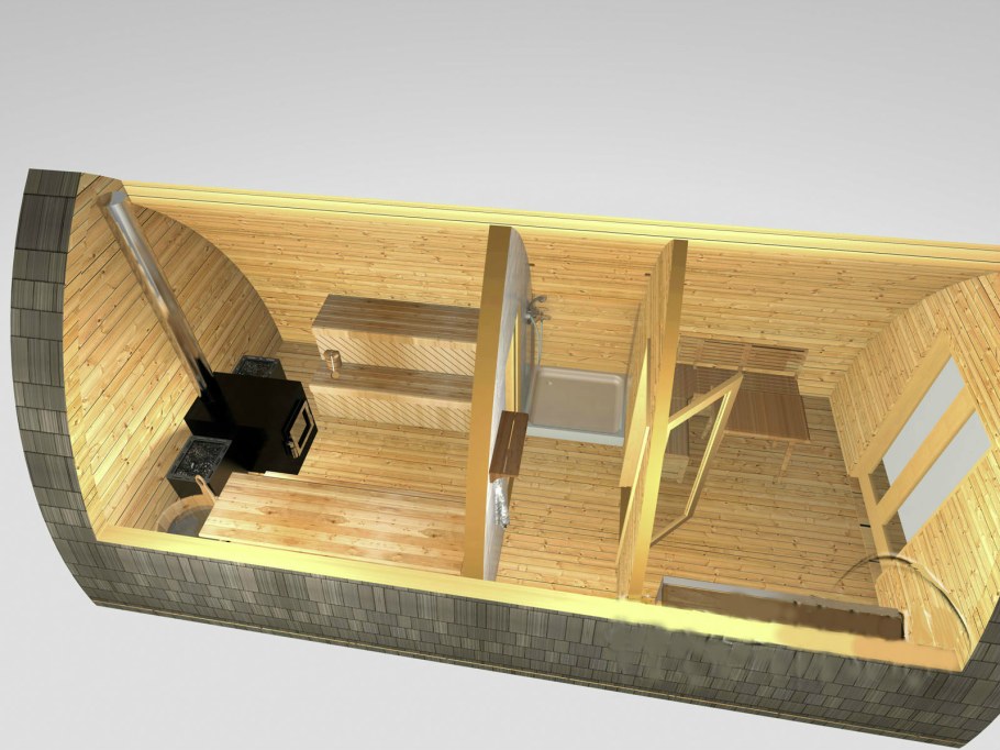 Баня бочка Квадро планировка