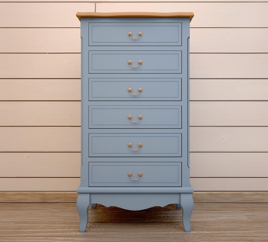 Комод Леонтина голубой 6 ящиков