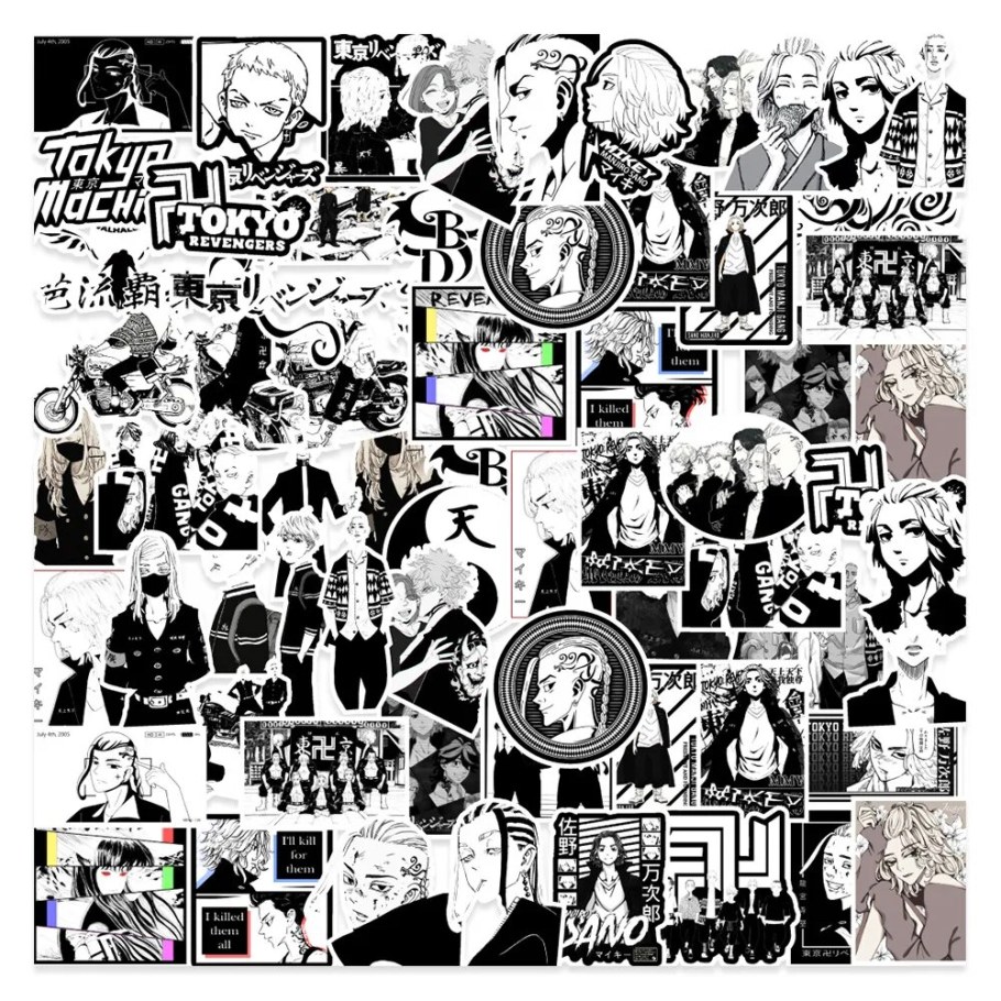Токийские Мстители Стикеры чб