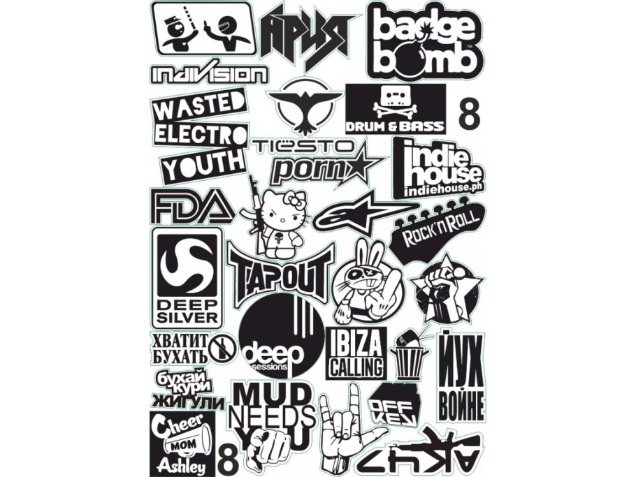 Наклейки черно белые