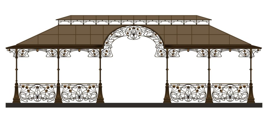 Эскизы кованой прямоугольный беседки
