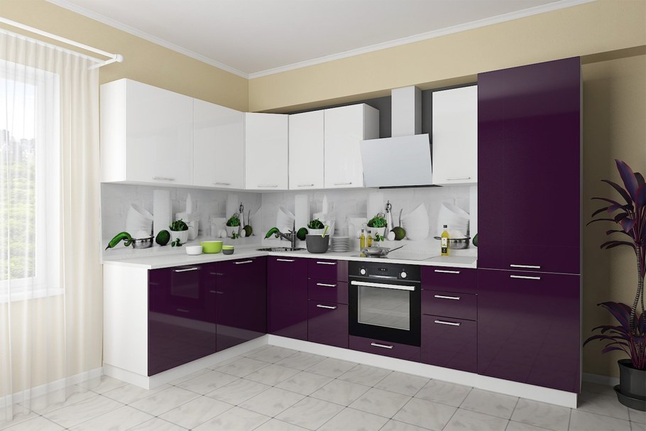 Кухня цвета баклажан