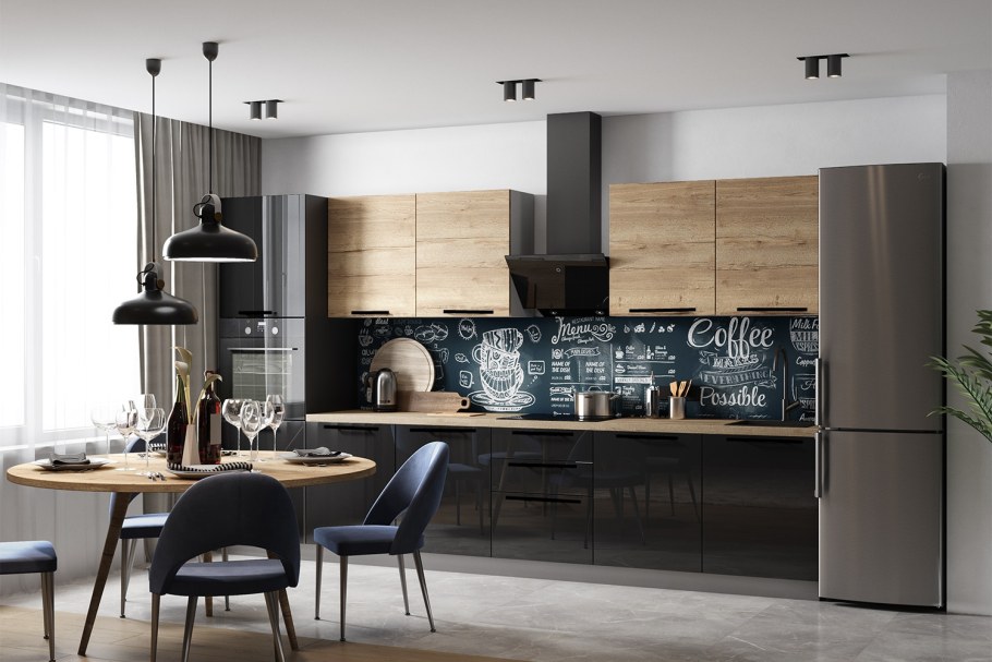 Кухня Амика дуб Галифакс графит