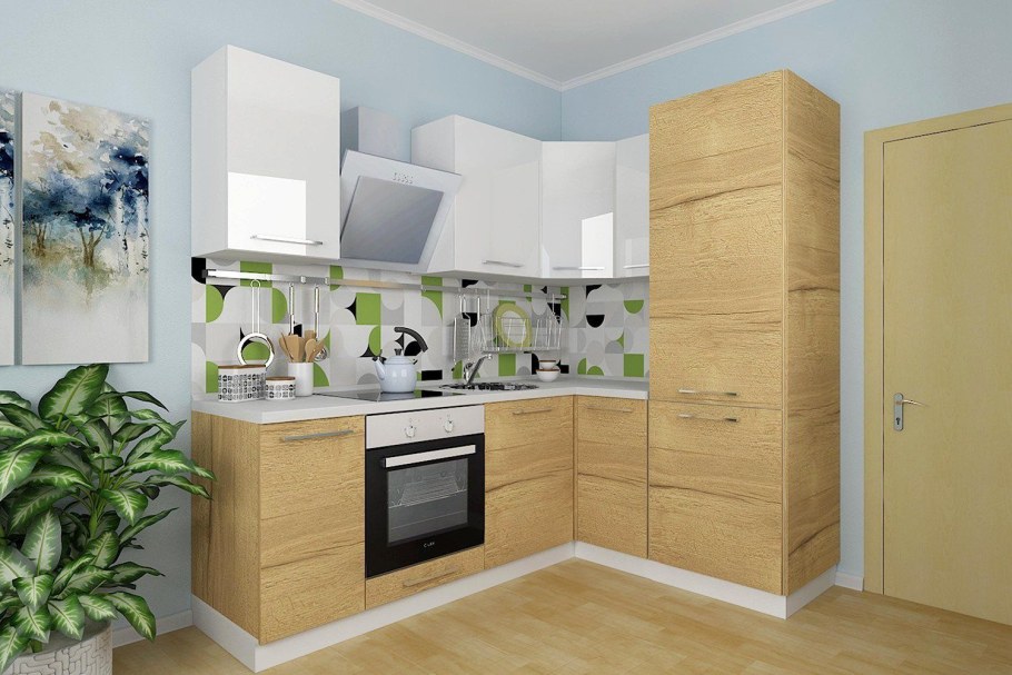 Кухня Амика дуб Галифакс белый