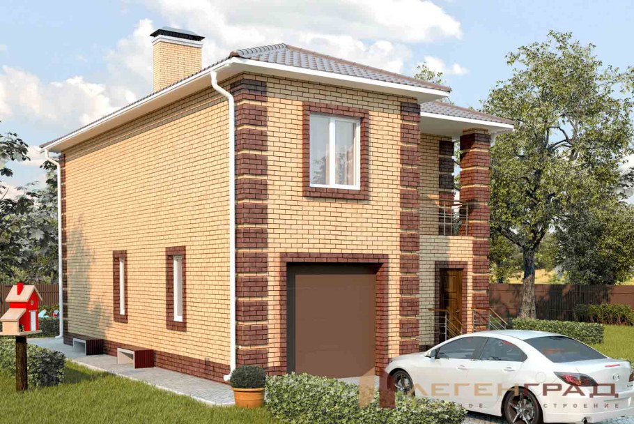 Квадратный дом из кирпича