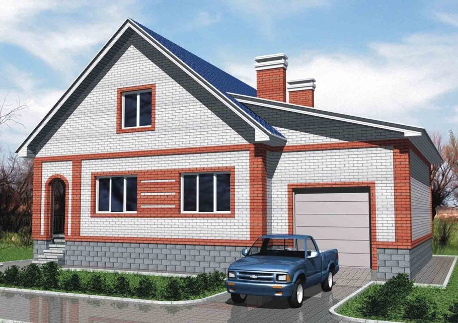 Одноэтажный дом с гаражом 100кв.м