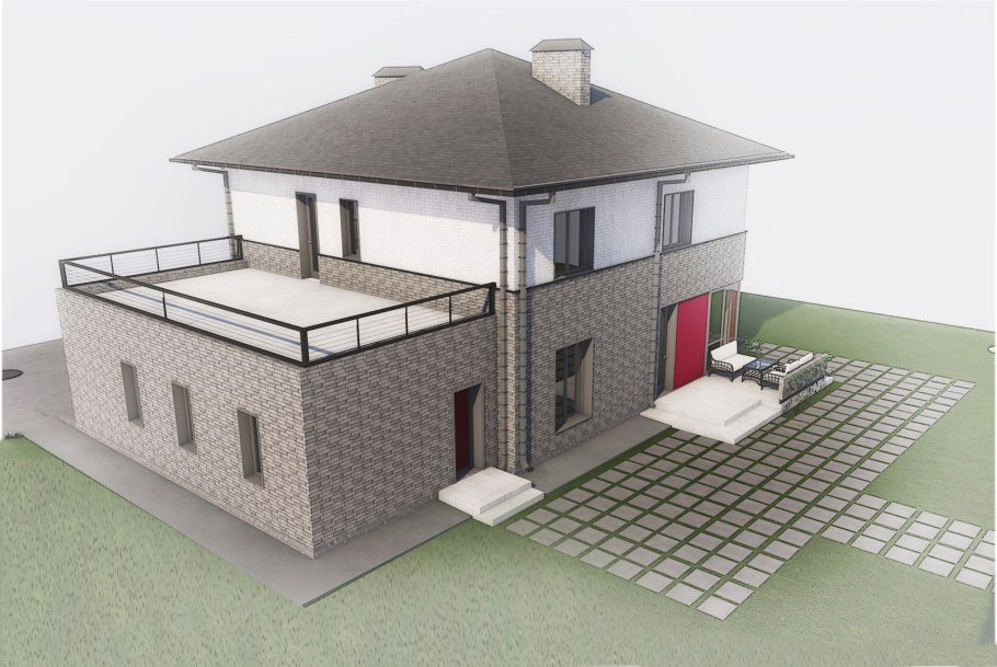 Двухэтажный дом 10х10 с гаражом