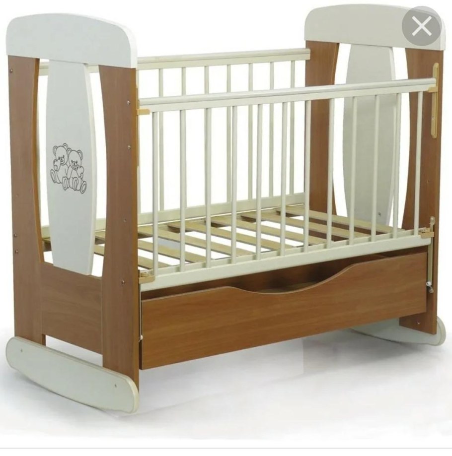 Кроватка Топотушки Верона маятник ящик белая