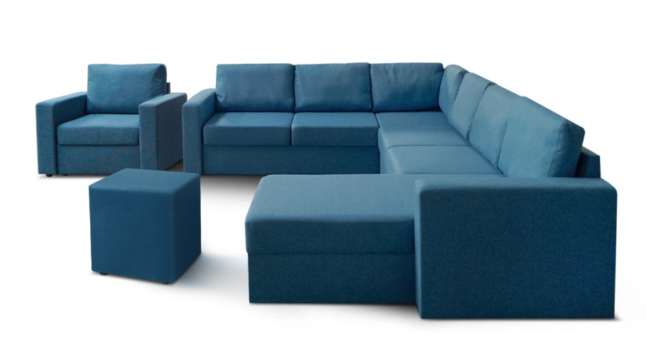 Угловой диван Скандинавия синий