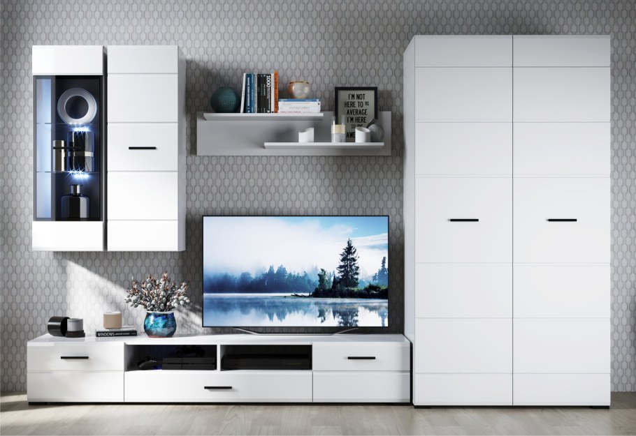 Тумба Империал Йорк 2д1ящ белый жемчуг/белый глянец