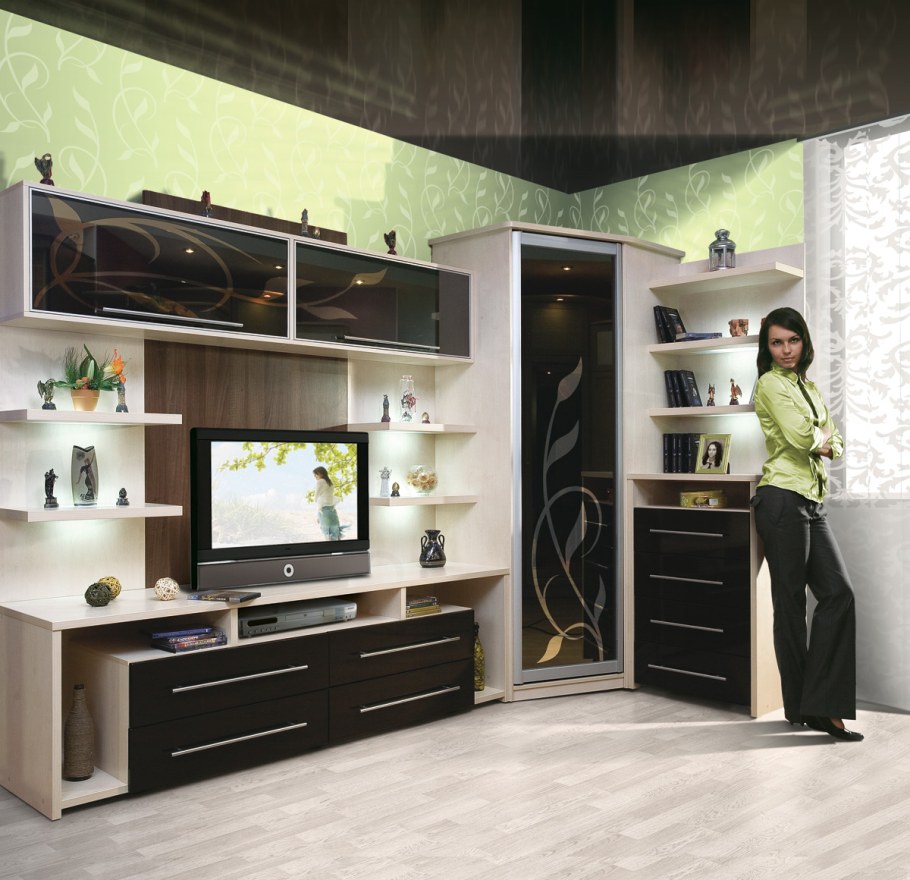 Угловая гостиная стенка маленькая