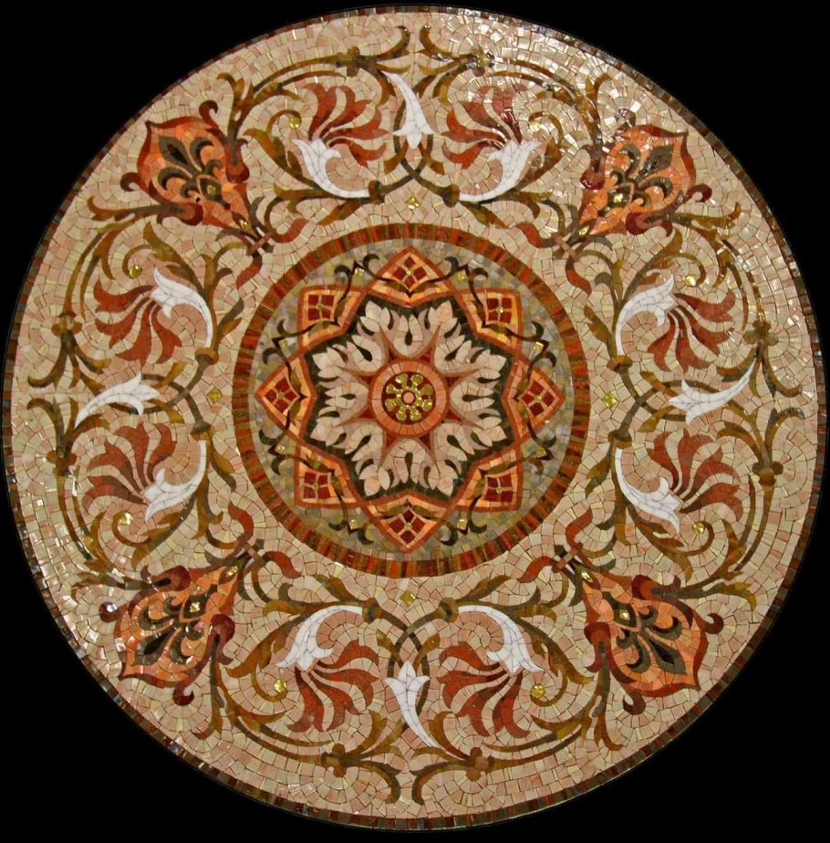 Панно из мозаики круглый орнамент