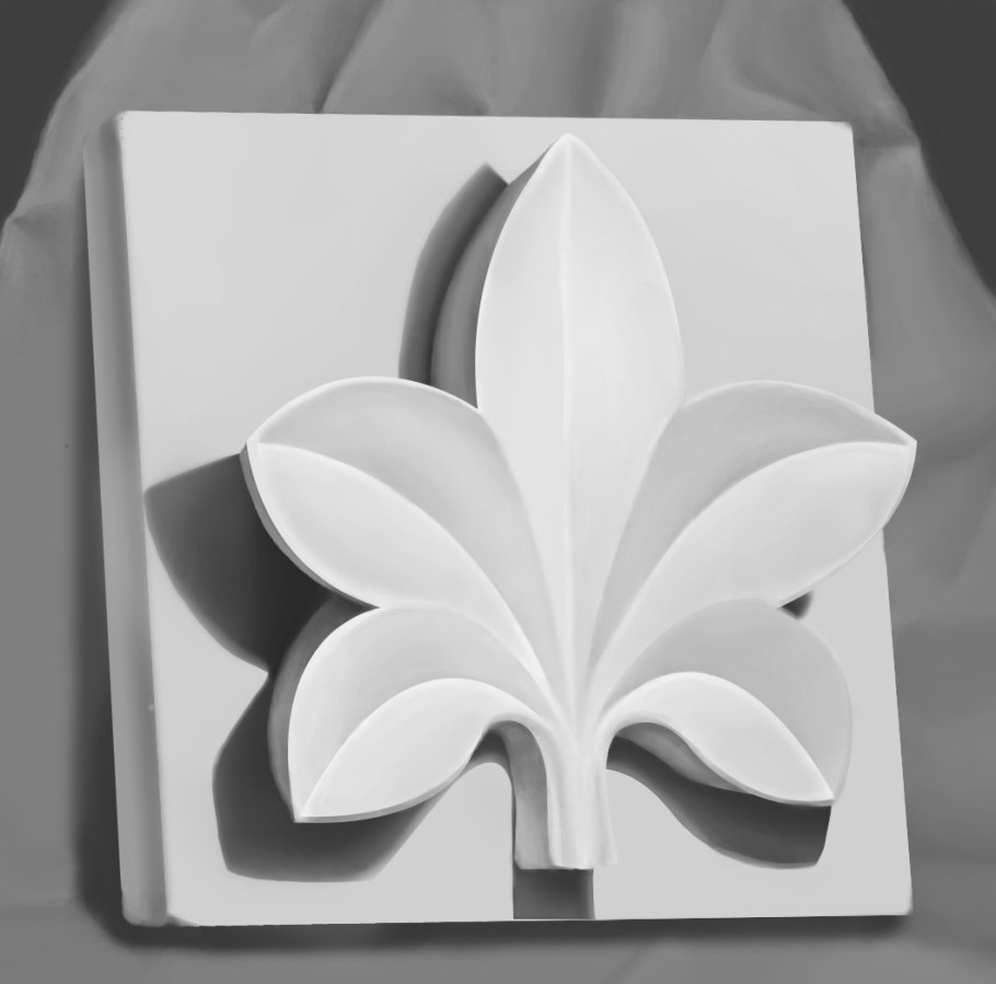 Гипсовый рельеф пятилистник