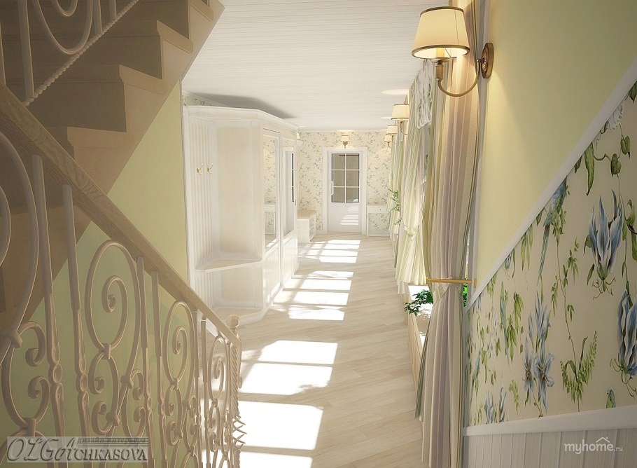 Коридор в зеленом стиле Прованс