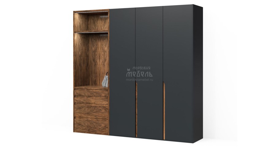 Шкаф Парра графит шпон орех