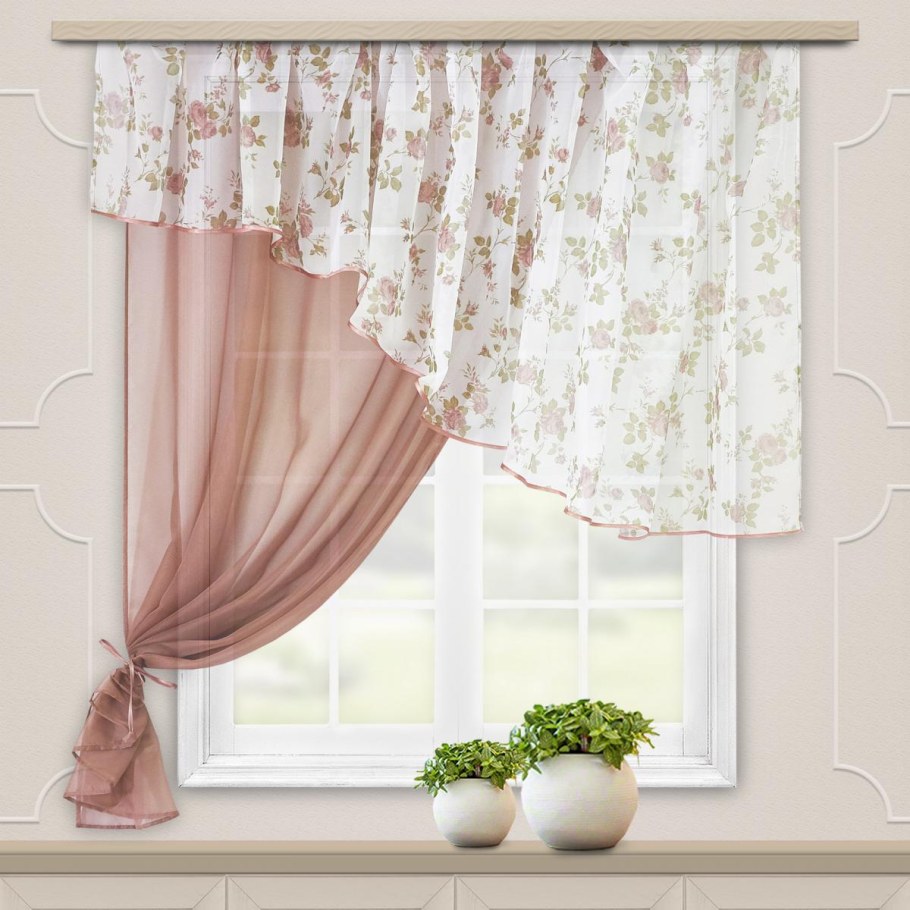 Штора для кухни WITERRA София с ламбрекеном, полиэстер