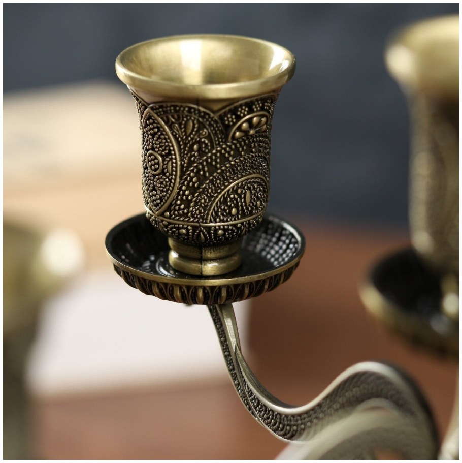 Подсвечник металл на 5 свечей "Раджа" бронза 22,5х23х23 см