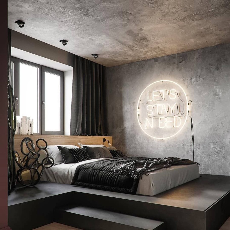 Спальня в стиле лофт в квартире