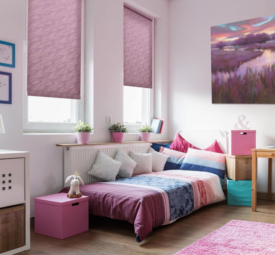 Рулонная штора Веда жаккард сиреневая