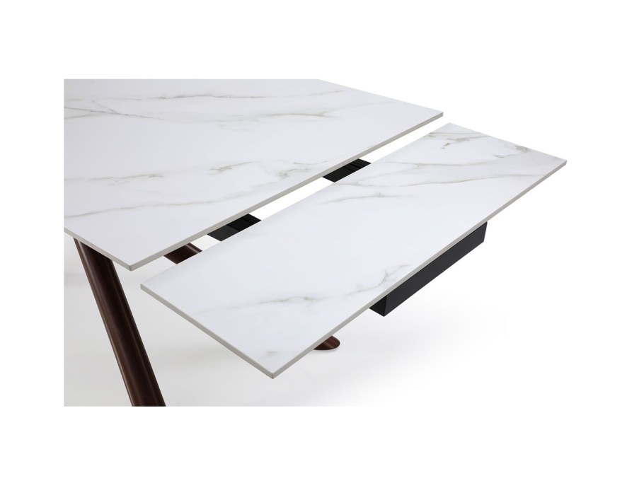 Стол раскладной Ravenna 140-180, белая керамика/орех