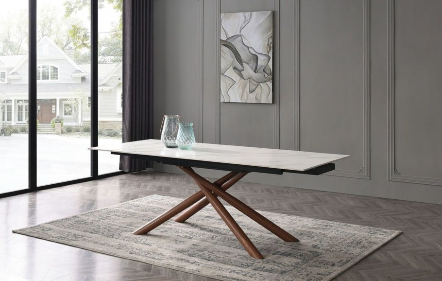 Стол раскладной Sorrento 180-240, белая керамика/ясень