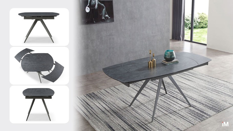 Стол раскладной Sicilia 120-180, керамика "темный цемент"