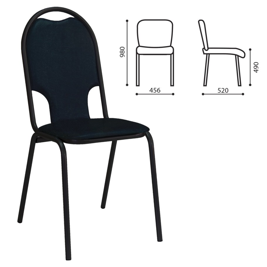 Стул для посетителей рс00л, черный каркас, кожзам черный