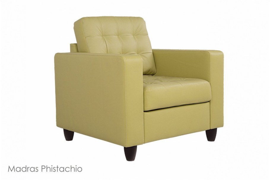 Фисташковый кожаный диван