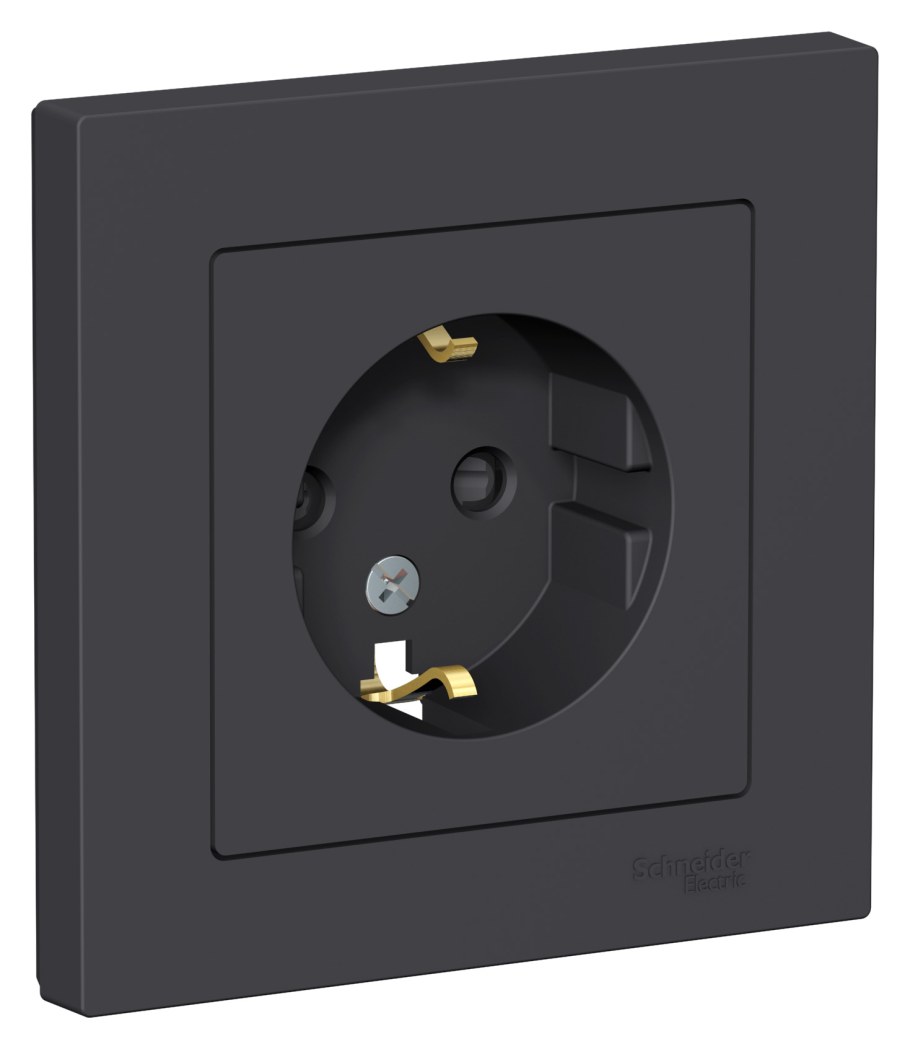Розетка 1-м СП Blanca 16а ip20 250в с заземл. Без защ. Шторок антрацит sche blnrs001016