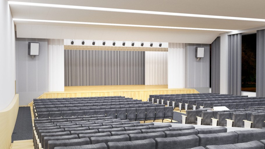 Интерьер актового зала в школе