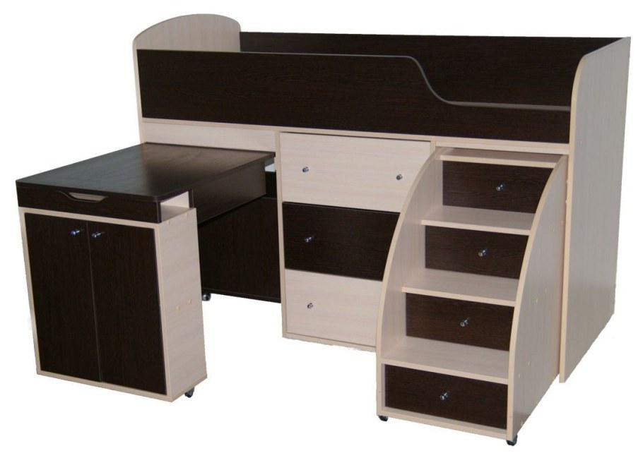 Кровать чердак с рабочей зоной Фунтик