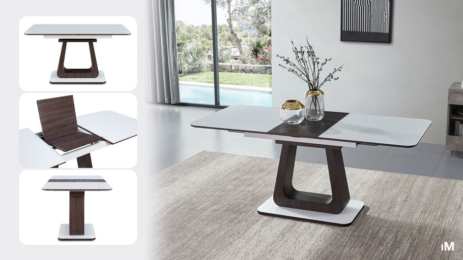 Стол раскладной Rosanna 140-180 темно-коричневый/белый