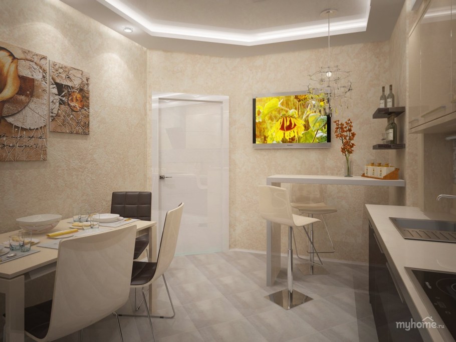 Кухня в теплых тонах