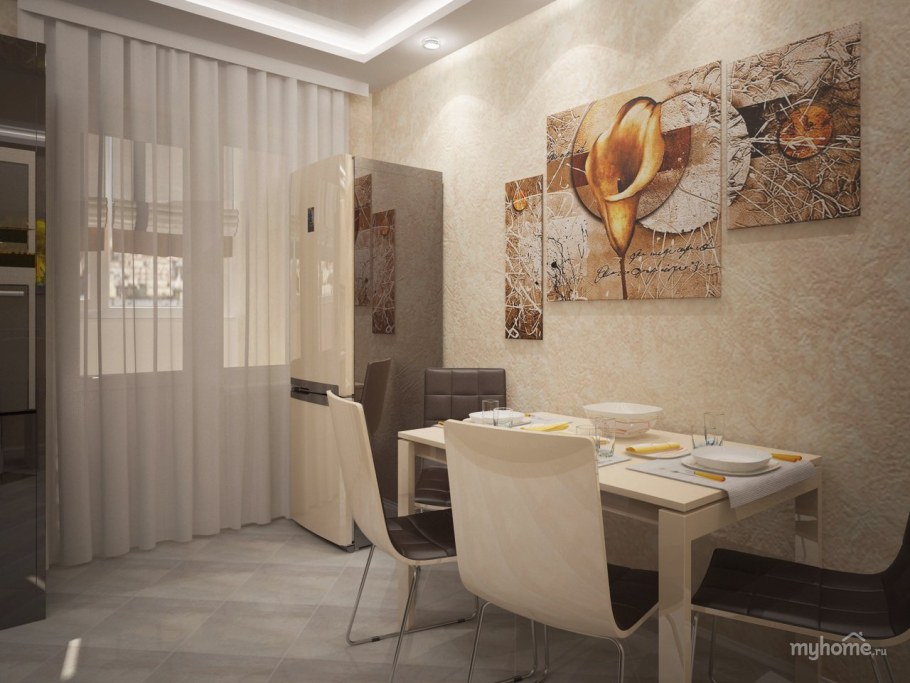 Кухня в теплых тонах