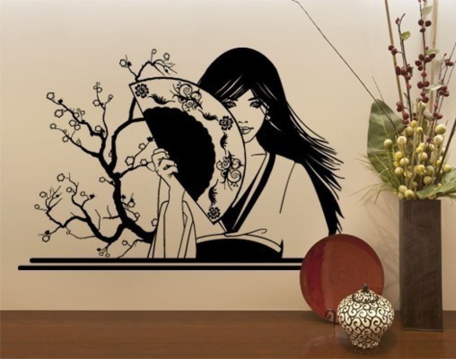 Рисунки на стене в японском стиле