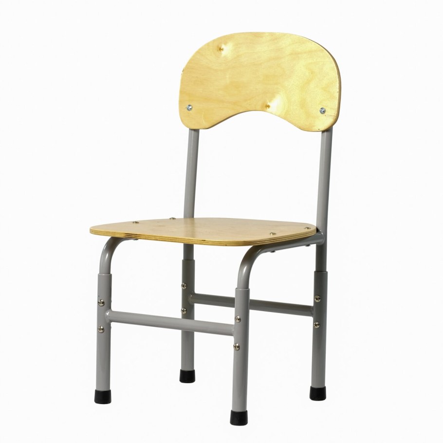 Стул детский регулируемый тёма (рост 1-3, серый/лакированная фанера)