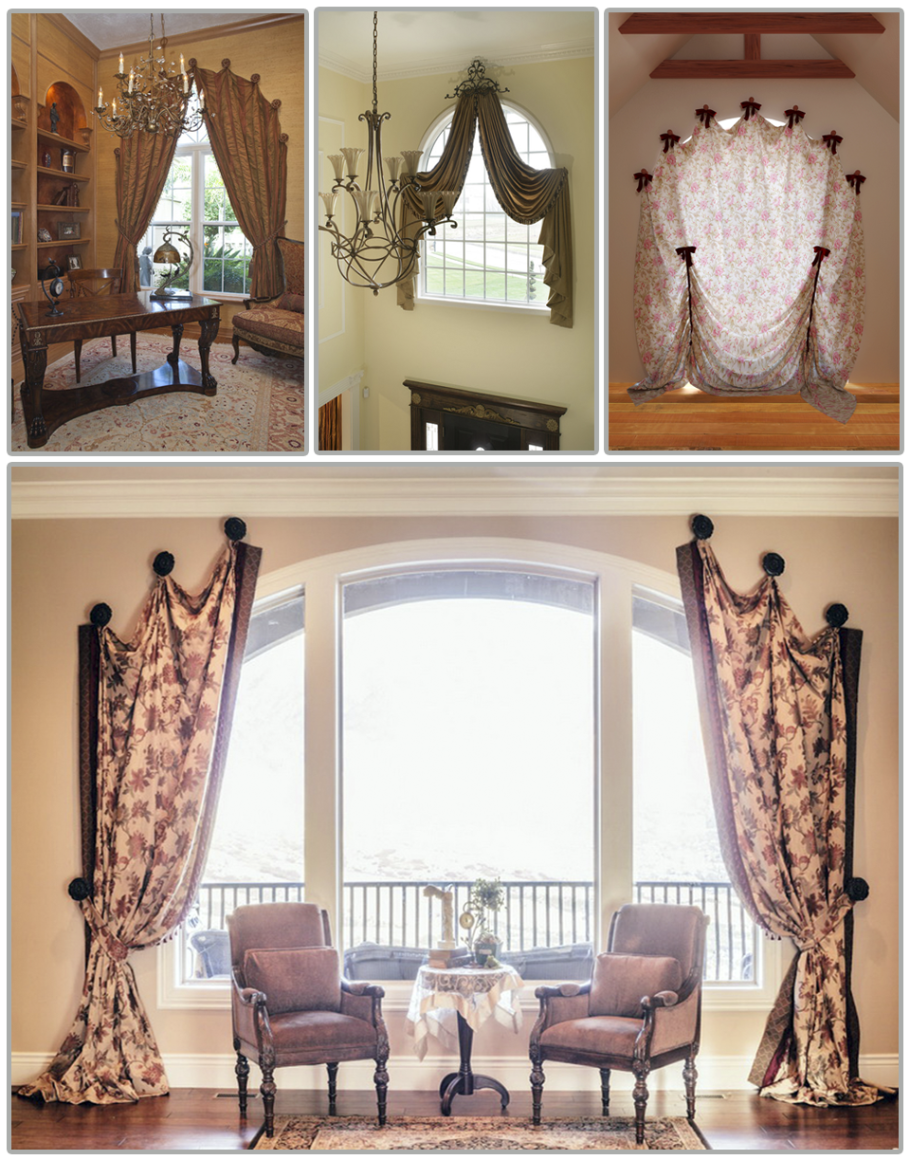 Шторы на арочные окна на крючках