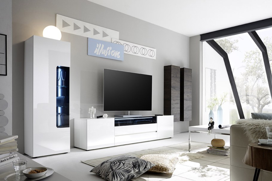 Итальянская тумба под ТВ, глянцевый 203 см Viktoria